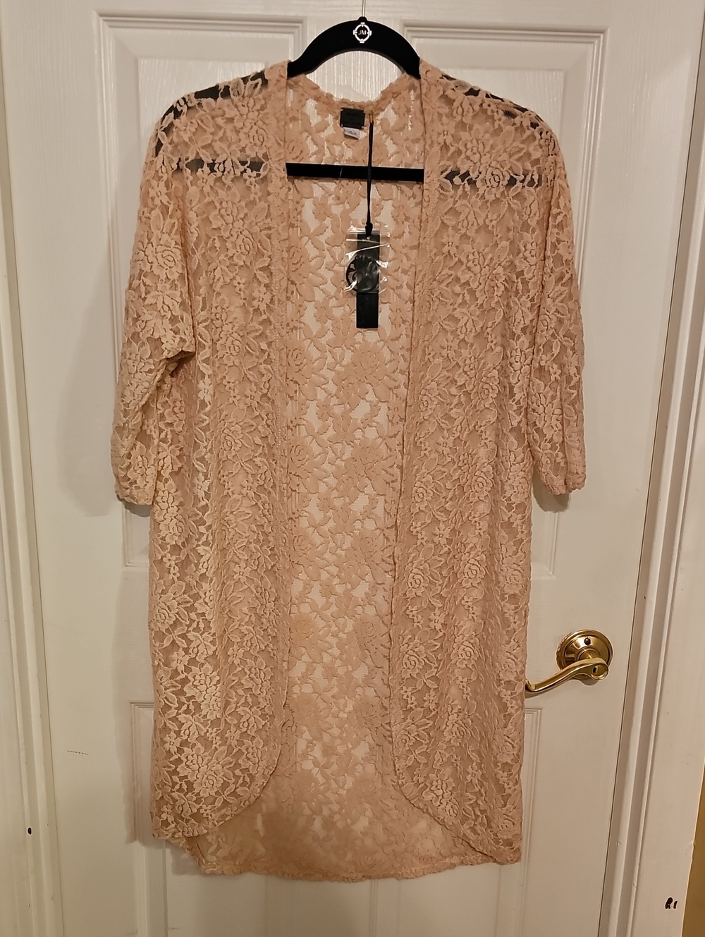 Poof! Light Dusty Rose Sheer Floral Lace Kimono
